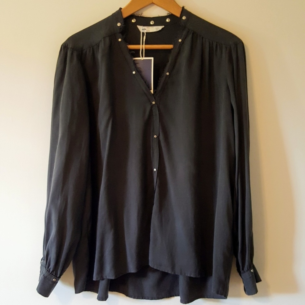 COPY - Zara Black Studded Blouse - Medium - NWT - Picture 7 of 9